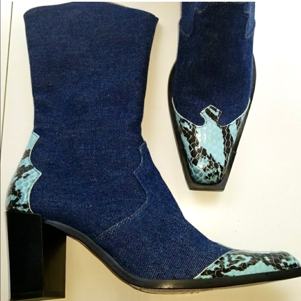 Mila Paoli denim leather lined boots